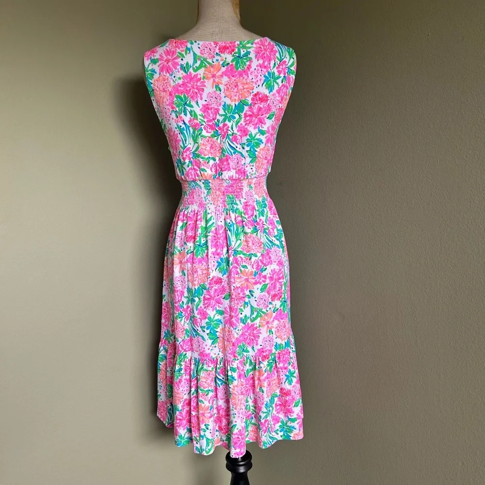 Lilly Pulitzer Pink and Green Floral Midi Dress - Picture 2 of 10